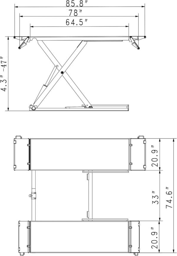 Aston 8000lb Car auto Scissor Lift Mid-Rise Electric Lock Release. 22OV Max. Lifting Height 47" ASL-MR8047