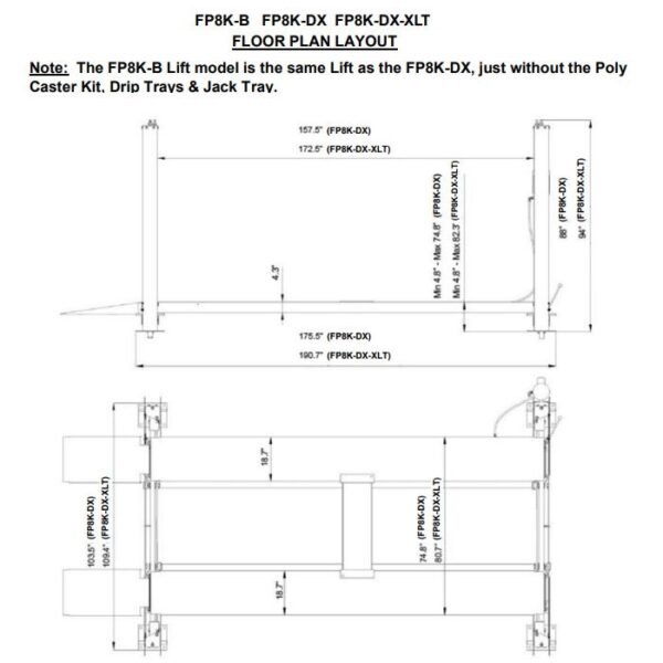 Tuxedo FP8K-DX-XLT Extended Four Post Auto Lift